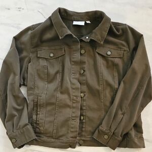 Belle by Kim Gravel Twill Jacket with Knit Back and Sleeves 1X